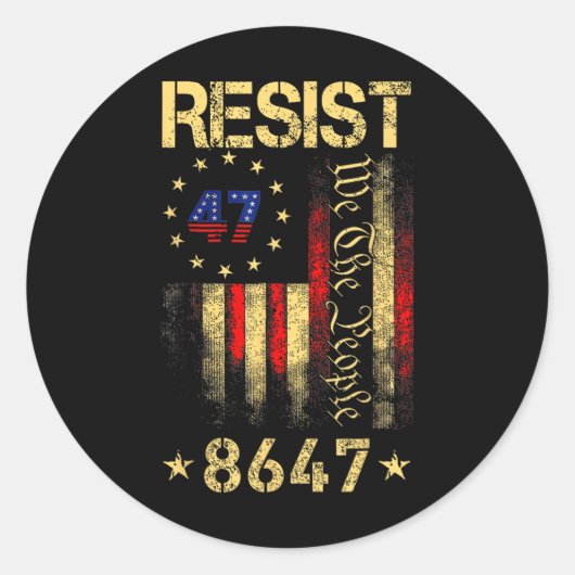 Sticker Rond Anti Trump 8647 86 47 Us Drapeau Nous Le Peuple Im (Devant)