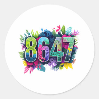 Sticker Rond Anti Trump 8647 Floral Résister 86 47 Impeach Trum