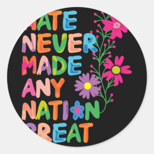 Sticker Rond Anti Trump Artistic Floral Democrat Président Libe