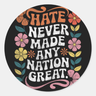 Sticker Rond Anti Trump Floral Democratique Président libéral