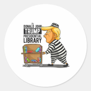 Sticker Rond Anti-trump Library Funny Grey _ Clic Fit, Crew Nec