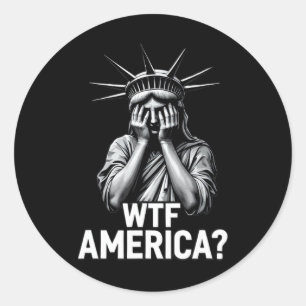 Sticker Rond Anti-trump Politique Et Démocratie Wtf Amérique _2
