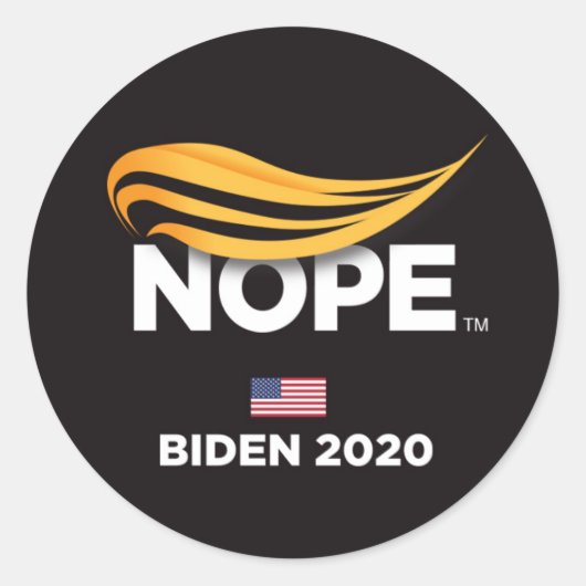 Sticker Rond Anti Trump, Trump Nope, Biden 2020 (Devant)