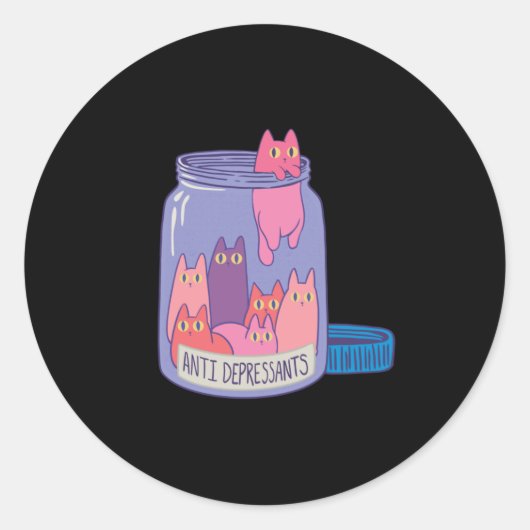 Sticker Rond Antidépresseurs de chat (Devant)