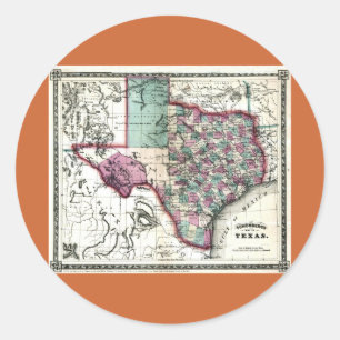 Sticker Rond Antiquarian Map of Texas by Schönberg & Co.