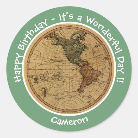 Sticker Rond Antique 1786 Western Hemisphere Map Party (Devant)