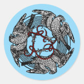 Sticker Rond Antique Bookplate Trois Hawks William de Morgan (Devant)