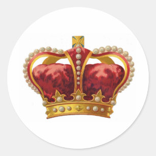 Sticker Rond Antique Couronne royale