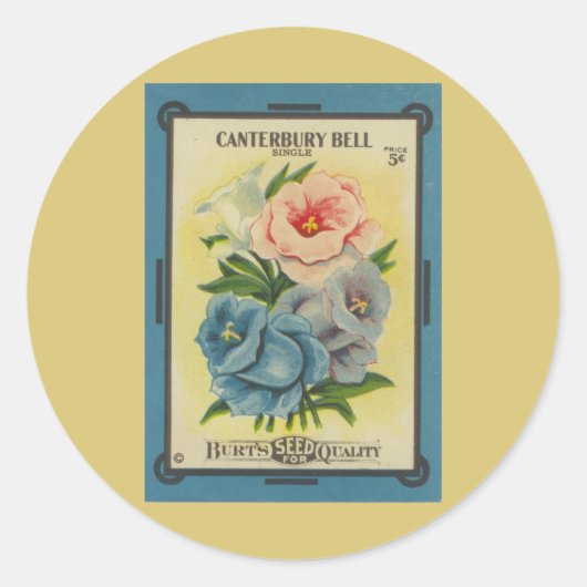 Sticker Rond Antique emballage de semences : Canterbury Bells (Devant)