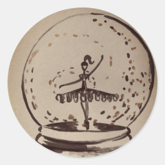 Sticker Rond Antique Globe des neiges Ballerina
