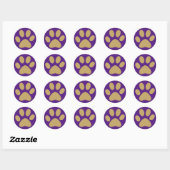 Sticker Rond Antique Gold Pet chat chien chat Paw Purple (Feuille)
