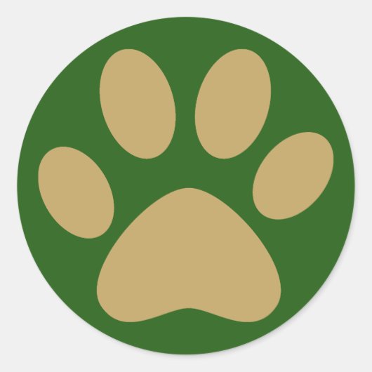 Sticker Rond Antique Gold Pet chat Chien Paw Holiday Green (Devant)