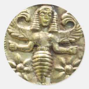 STICKER ROND ANTIQUE GRECQUE HONEY BEE GODDESS