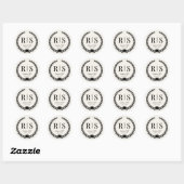 Sticker Rond Antique Ivory Wedding Monogram Initials (Feuille)