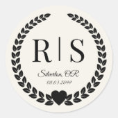 Sticker Rond Antique Ivory Wedding Monogram Initials (Devant)