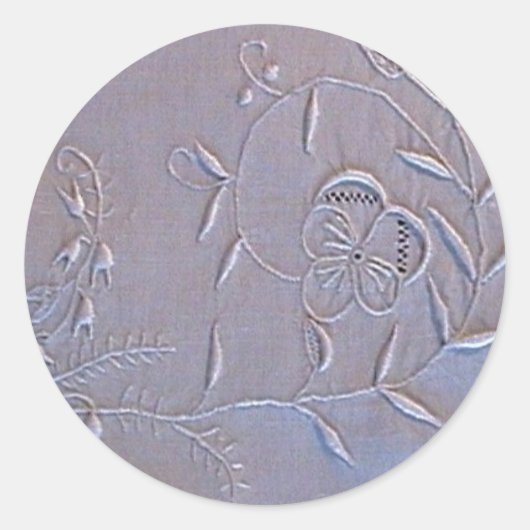 Sticker Rond Antique Madère Fleurs brodées (Devant)