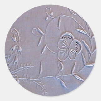 Sticker Rond Antique Madère Fleurs brodées