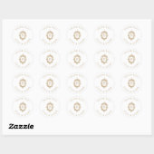 Sticker Rond Antique or Monogram Crest Mariage (Feuille)