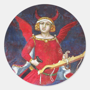Sticker Rond ANTIQUE RENAISSANCE TAROT /THE DEVIL Pride Détails