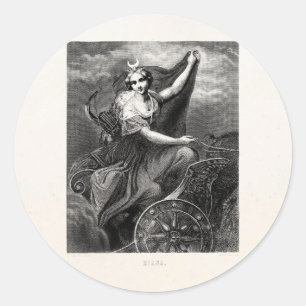Sticker Rond Antique romain grec vintage de Diana Artemis de