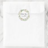 Sticker Rond Antique Rose blanche Merci mariage Faveur (Sac)