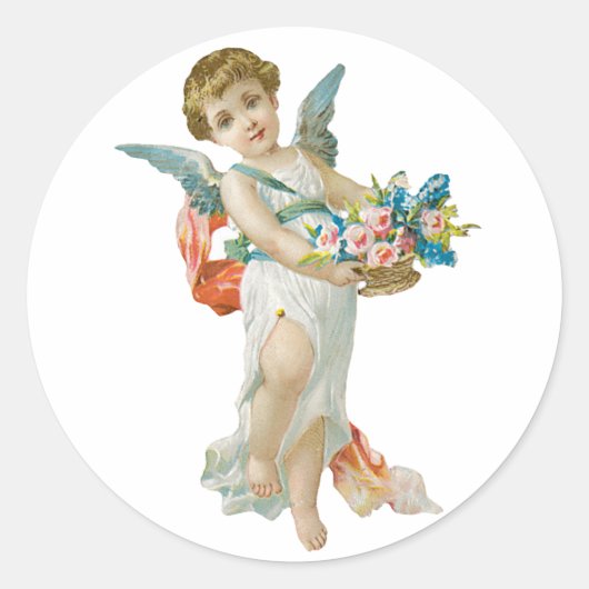 Sticker Rond Antique Saint-Valentin Ange(Cupidon) (Devant)