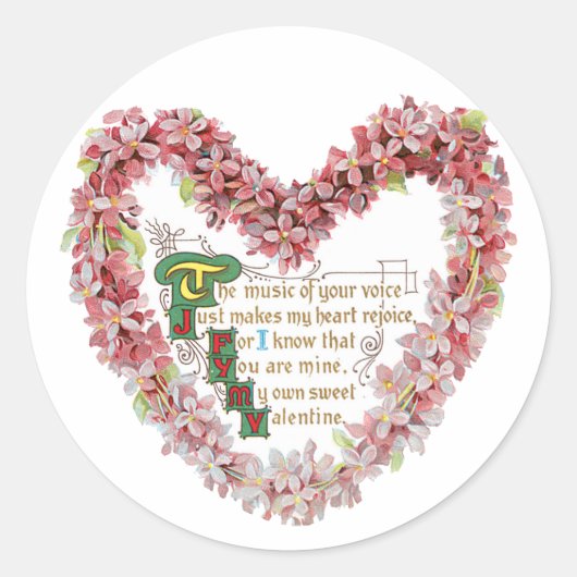 Sticker Rond Antique Valentine Bouquet Coeur (Devant)