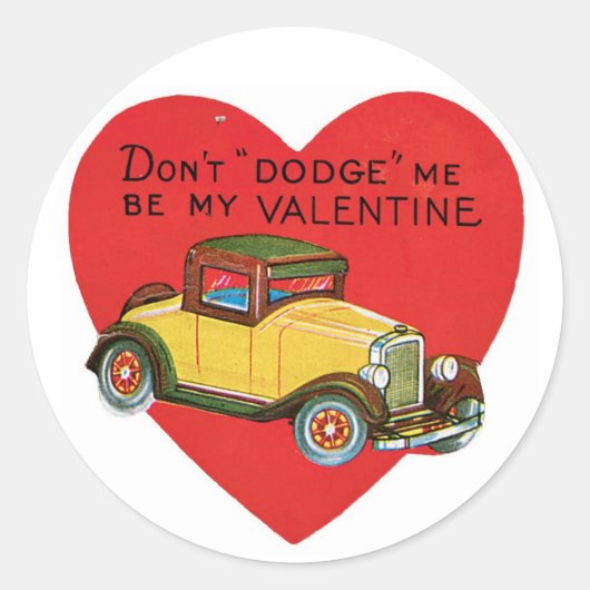 Sticker Rond Antique Valentine Car Heart (Devant)