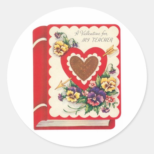 Sticker Rond Antique Valentine Coeur de fleurs (Devant)
