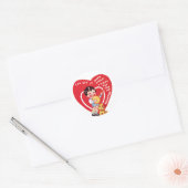Sticker Rond Antique Valentine fille avec chiot (Enveloppe)