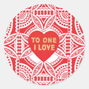 Sticker Rond Antique Valentine Heart