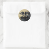 Sticker Rond Antique visage de lune magique (Sac)