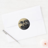 Sticker Rond Antique visage de lune magique (Enveloppe)
