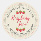 Sticker Rond Antique White Raspberry Homemade With Love Jam  (Devant)