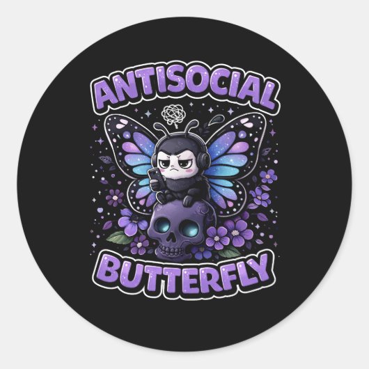 Sticker Rond Antisocial Butterfly (Devant)