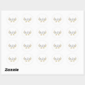 Sticker Rond Antler en or rustique | Mariage initial élégant (Feuille)