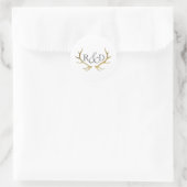 Sticker Rond Antler en or rustique | Mariage initial élégant (Sac)