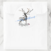 Sticker Rond Antler Stag Reindeer Joyeux Noël (Sac)
