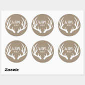 Sticker Rond Antlers de cerfs blancs rustiques Initiales de l'u (Feuille)