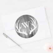 Sticker Rond Antlers de Cerfs Rustiques Gris Gris Grange Bois | (Enveloppe)