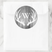 Sticker Rond Antlers de Cerfs Rustiques Gris Gris Grange Bois | (Sac)
