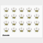 Sticker Rond Antlers rustiques Boho Sunflowers Mariage (Feuille)