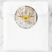Sticker Rond Antlers rustiques Fleurs de soleil Mariage de pays (Sac)