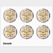 Sticker Rond Antlers rustiques Fleurs de soleil Mariage de pays (Feuille)