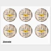 Sticker Rond Antlers rustiques Fleurs de soleil Mariage de pays (Feuille)