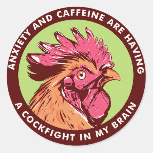 Sticker Rond Anxiété et caféine
