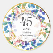 Sticker Rond Any Wedding (45) Anniversary Cadre Doré Baies  (Devant)