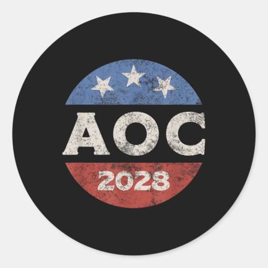 Sticker Rond Aoc 2028 Election Retro (Devant)