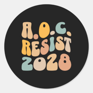 Sticker Rond Aoc 2028 Pour Le Président Résister À Wavy Alexand
