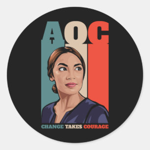 Sticker Rond Aoc Alexandria Ocasio-cortez Première femme Présid